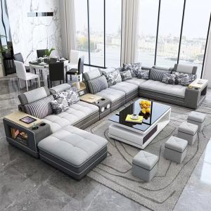 Light Leather Hotel Room Sofa Combination Modern Living Room Sofa