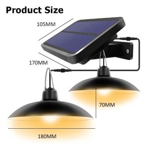 Solar LED Light Outdoor Luminaire Double Singe Head Solar Pendant Light Remote