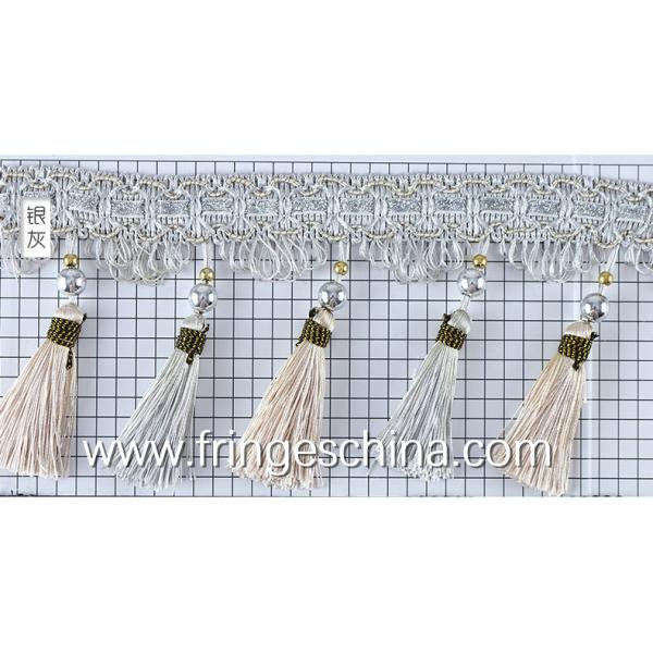 Handmade fashionable chain beads lace tassels fringes for curtain/sofa/pillow decoration