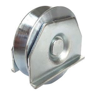Quality difference sizes V groove single bearing silver zinc plated sliding gate support wheel with double plates for sale