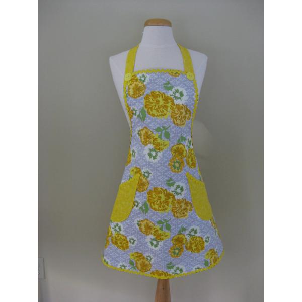 Ladies Apron, Floral Apron, Kitchen Apron, Full Cooking Apron, Gift For Women, Yellow Apron, cooking Apron, Adult Aprons