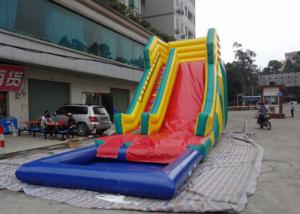 China Squared Pool Huge Inflatable Water Slide , Digital Printing Kids Blow Up Water Slide on sale