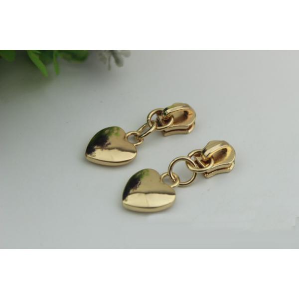 High grade small style bag metal accessories light gold heart shape zipper puller with slider 5#