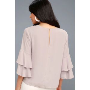 Guangzhou Ladies Clothing Three Quarter Tiered Sleeves Top