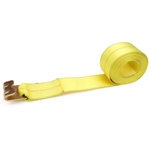 4" X 30" Gold Heavy Duty Tie Down W/Flat Hooks 5400lbs Cargo Control For Flatbed