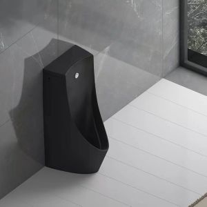 Matte Black Back Spud Floor Standing Urinal Auto Sensor Flushing