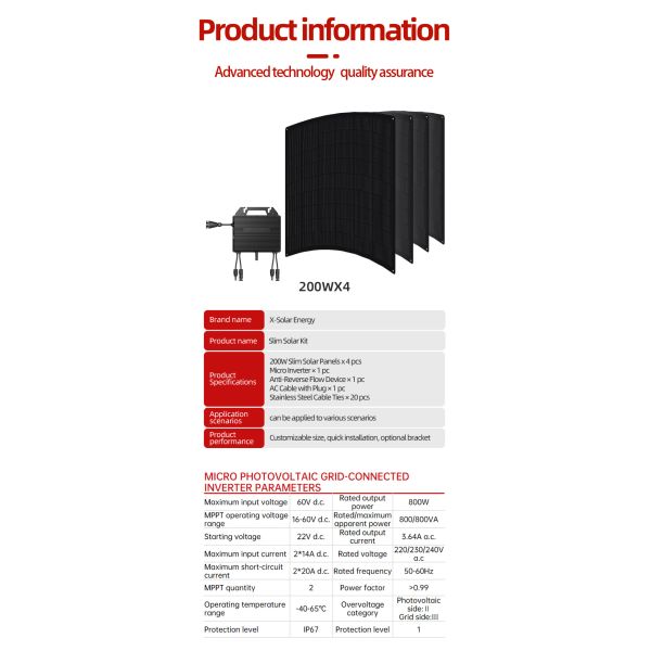flexible pv cells 200W 800W 3kw 5 Kw 3000W 5000W Balcony Solar Panel 3000 Watt System Home Power Systems With Battery Kit Price