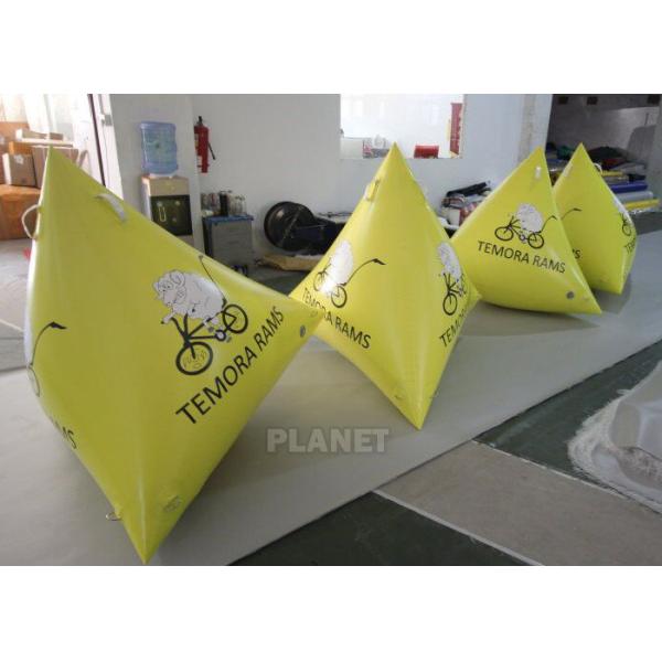 Buy 1.2m Yellow Tarpaulin Inflatable Triangle Buoy With Custom Logo at wholesale prices