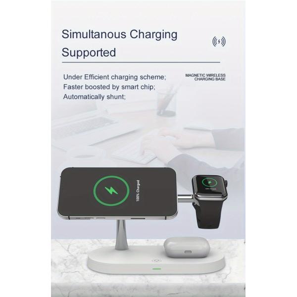 4 In 1 Wireless Charging Station With 2W Night Light And Multiple Safety Protection