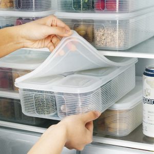 Plastic Storage Containers Square Food Storage Organizer Boxes with Lids for