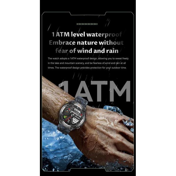 Men's KC82 Smart Watch Fitness Tracker Watch Waterproof 1ATM With Altitude Air Pressure