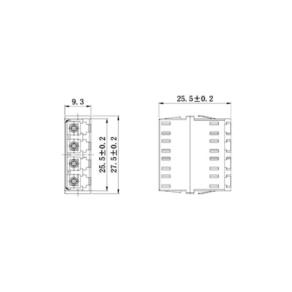 LC OM3 Quad Asymmetric Welding Fiber Optic Adapter LC Fiber Coupler Aqua Blue