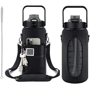 Half Gallon Water Bottle With Sleeve 64oz (2L) Inspirational Water Bottle With