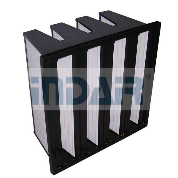 Buy Large Air Flow Terminal HEPA Filter Mini Pleat Design V Type With Plastic Frame at wholesale prices