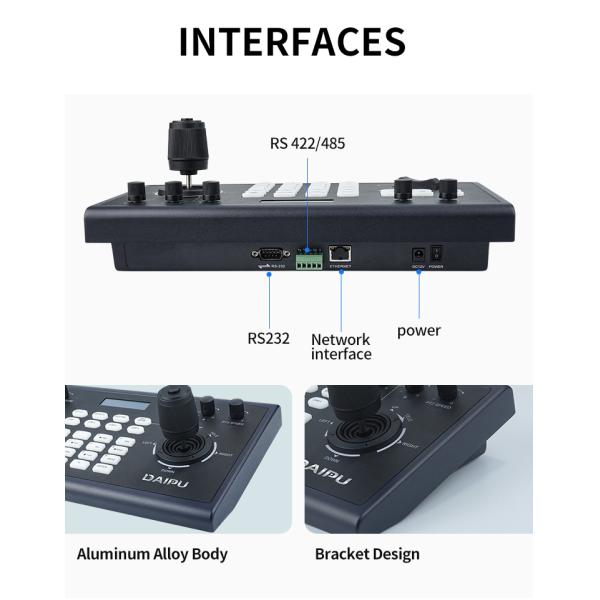 IP PTZ Camera Control Keyboard with 4D Joystick and NDI Controller by DAIPU CCU-103
