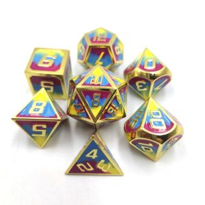 Hand Sanded Unique Handmade Durable metal 7 Piece Polyhedron Dice Set