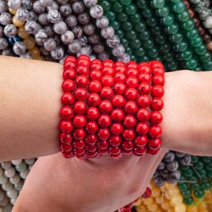 8mm Manmade Red Turquoise Gemstone Beads Healing Crystal Stone Beads For Jewelry