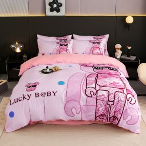 50 Fabric Count Brushed Cotton 4-In-1 Bedding Set White King Size Duvet Cover