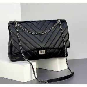Black PU Shoulder Bag 34cm 22cm One Shoulder Messenger Bag