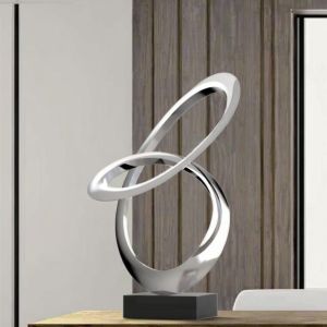 China Contemporary Mirror Polished Stainless Steel Abstract Sculpture Modern Metal Crafts Art on sale
