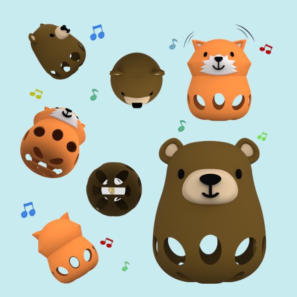 Animal Fox And Bear Medical Grade Relief for Babies 0-6 Months Soothes Teething Pain Silicone Teether for Babies with Easy-Grab