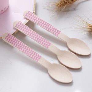 Quality 160mm Dinner Cake Pink Wooden Cutlery Utensils For Celebration for sale