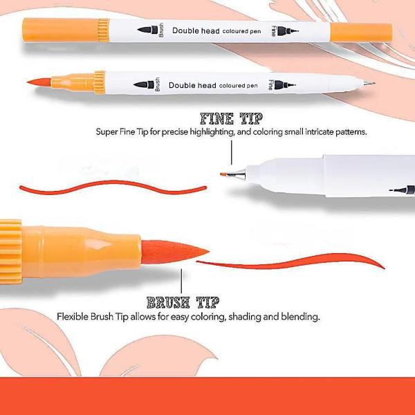 12/24/36/48/60/80/100 Colors Fineliners Water Color Art Markers Pen Dual Tip Brush Set