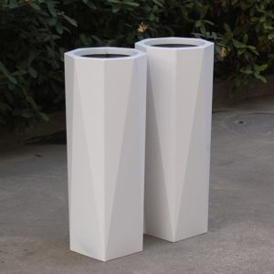 Unbreakable Metal Flower Planter Floor Standing White Galvanized Planter