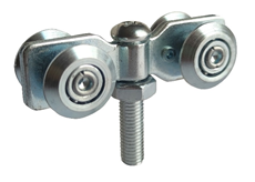 Silver Zinc Steel Hanging Door Rollers Rail 22mm With Adjustable Bolt