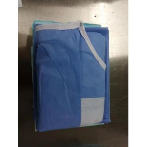 Knitted Cuff Disposable Hospital Gowns , Surgical Gowns Hook Loop Fastener