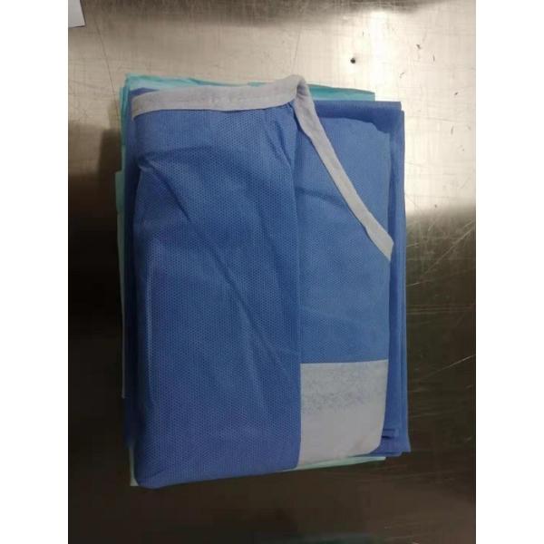 Knitted Cuff Disposable Hospital Gowns , Surgical Gowns Hook Loop Fastener