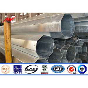 8 - 18m Hot Dip Galvanized Steel Utility Pole Gr65 Material Round / Conical