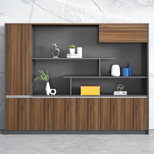 25mm Thickness Wooden Office Storage Cabinet for File Display Bookshelf Background