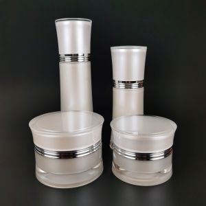 China 50ml White Acrylic Pump Plastic Lotion Bottles Facial Lotion Skincare Cosmetic Bottles on sale