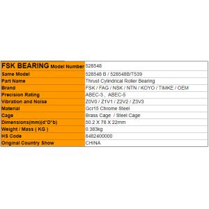528548 B Cylindrical Roller Thrust Bearings Automotive Clutch Release Kingpin