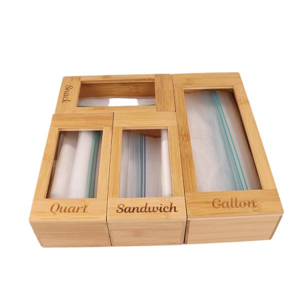 Rectangle Bamboo Ziplock Bag Fresh-Keeping Bag Aluminum Foil Plastic Wrap Storage Organizer For Drawer Separate Style 4