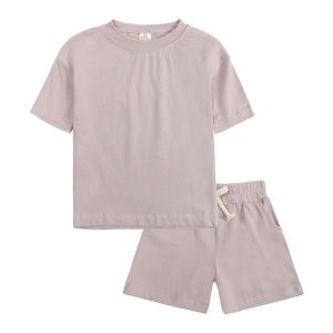 Kids Boys Sportswear 2PCS T Shirt And Short Set Label Embroidery Summer Children