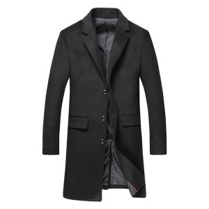 Regular Men's Woolen Coat Winter Solid Color Single-breasted Pocket Camel Male