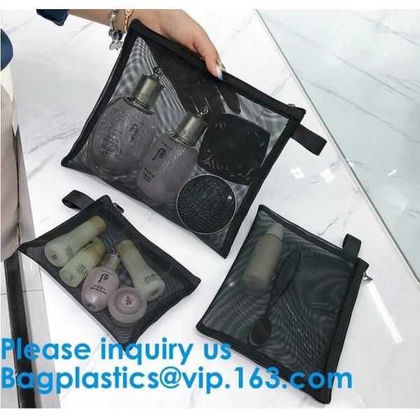 Buy Black Nylon Mesh Makeup Cosmetic Bag / Small Nylon Mesh Make Up Cosmetic Bag,Mesh Cosmetic Bag Neceser Toiletry Organize at wholesale prices