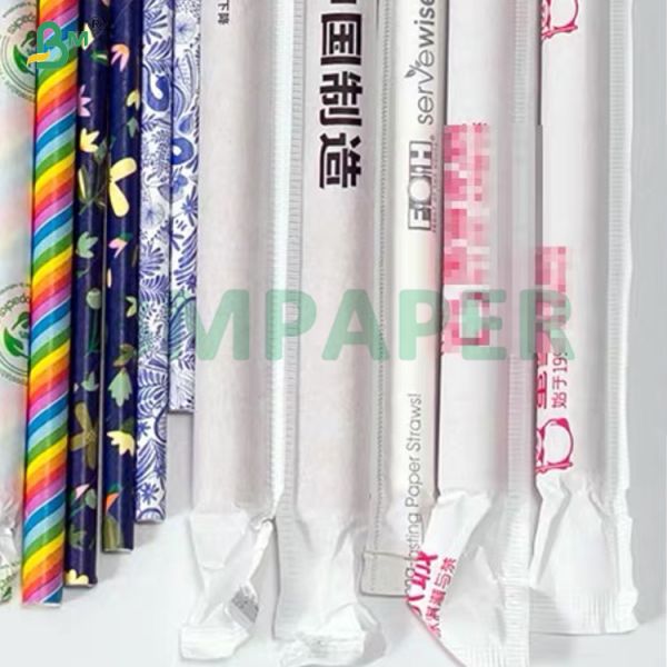 25gsm Straw Wrapping kraft Paper 24mm For Packaging Straw