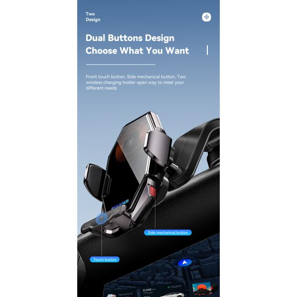 Essager 2023 Pilot 15W Wireless Car Phone Holder High Power 360 Free Rotation Fast Wireless Charging Car