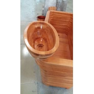 wooden bathtub, bath tub