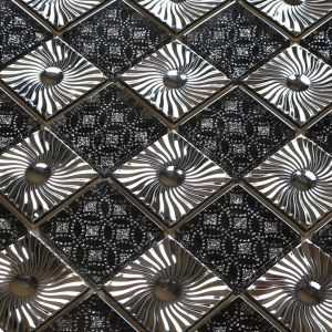 Metal pattern ceramic backup blend glass mosaic tile