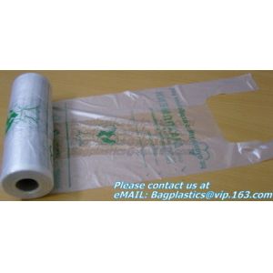 BIO Biodegradable Pre-Printed Thank You Retail Bags,Green Plastic T-shirt