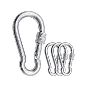 Polished Finish Stainless Steel Carabiner Spring Snap Hook with Eyelet and Screw