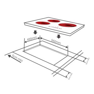 Easy clean Ceramic Glass 60cm 3 Burner Induction Cooktop