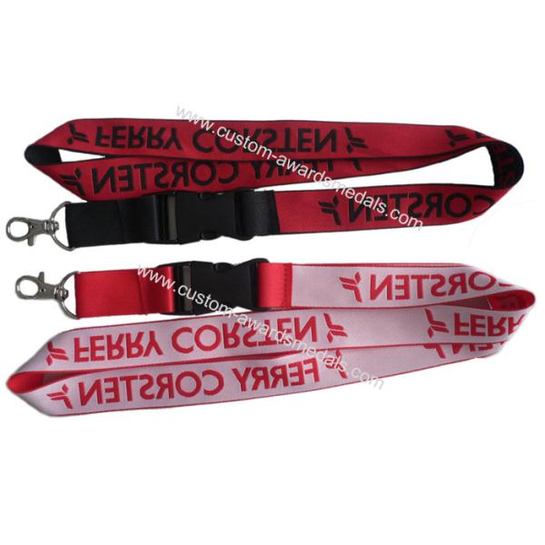 Single Side Woven Polyester Promotional Neck Lanyards with Metal Hook and Safety Break Away Clip