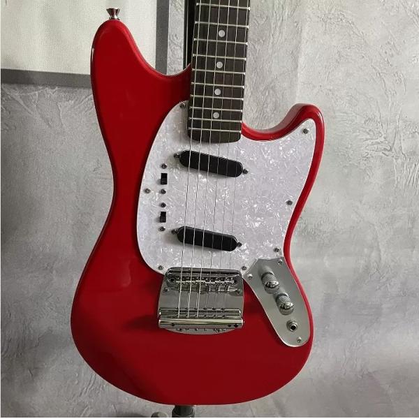 Custom Fender Mustang Style Electric Guitar in Red S-S Pickups Chrome Hardware
