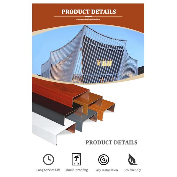 Interior Decor Slat Ceiling Panels U Tube Customized Alum Strip Ceiling 1