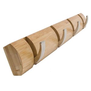 Heavy Duty Coat and Hat Hook Rail Wall Hooks Durable Bamboo Robe Rack